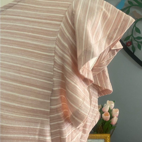 Doe & Rae Pink Striped Ruffle Blouse - Picture 4 of 6